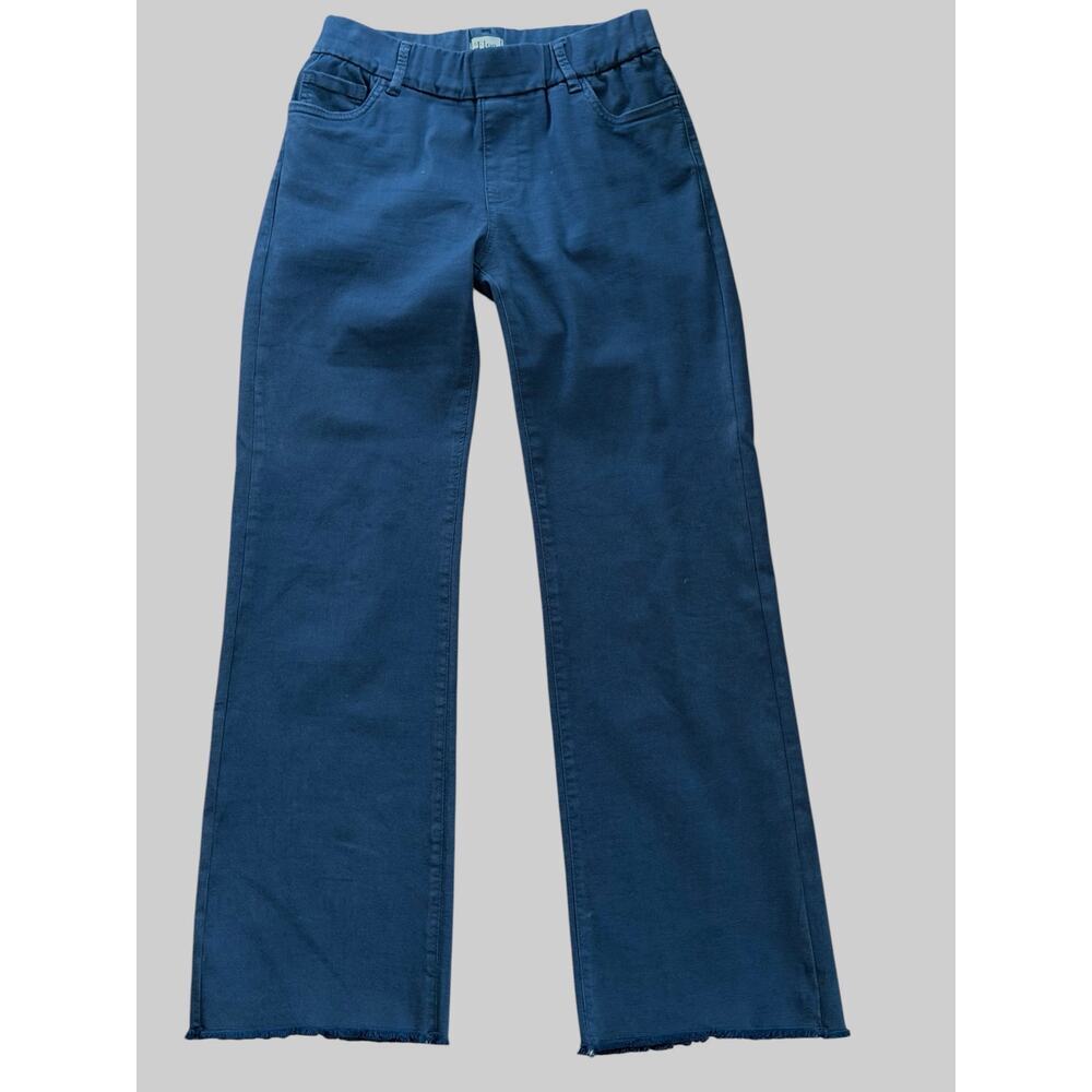 BEVY FLOG Amanda Pull On Wide-Leg Raw Hem Mid-Rise Stretch Pants Navy, Size 29